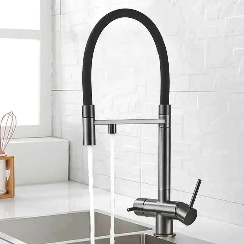 robinet-cuisine-flexible-gris-metal