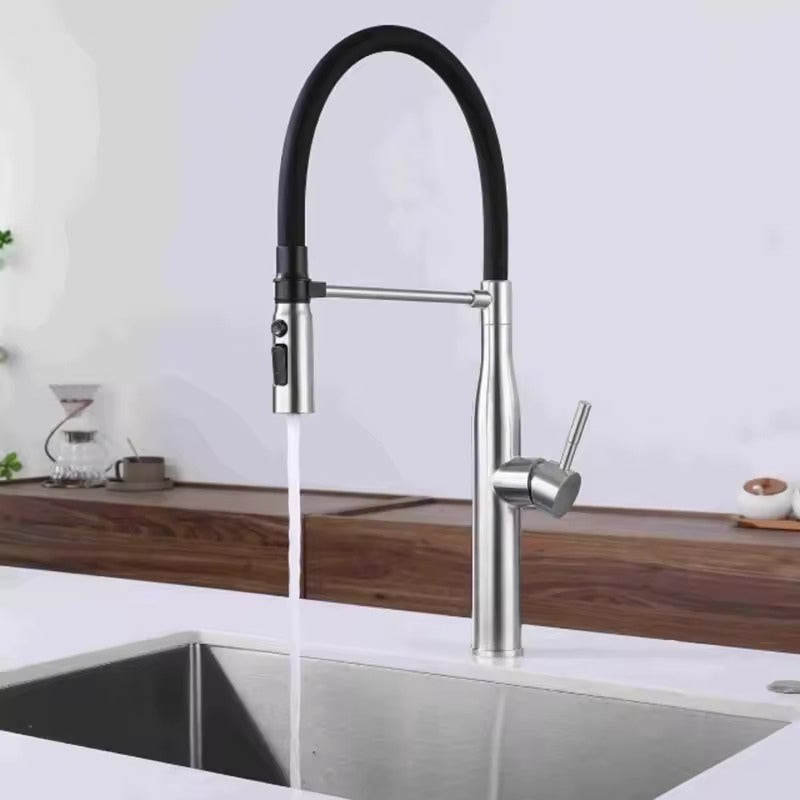 robinet-cuisine-flexible-noir-or-brosse