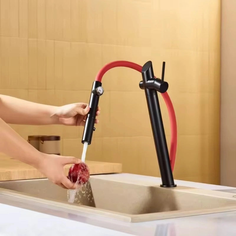 robinet-cuisine-or-noir-rouge