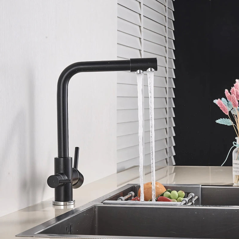 robinet-cuisine-inox-brosse-noir
