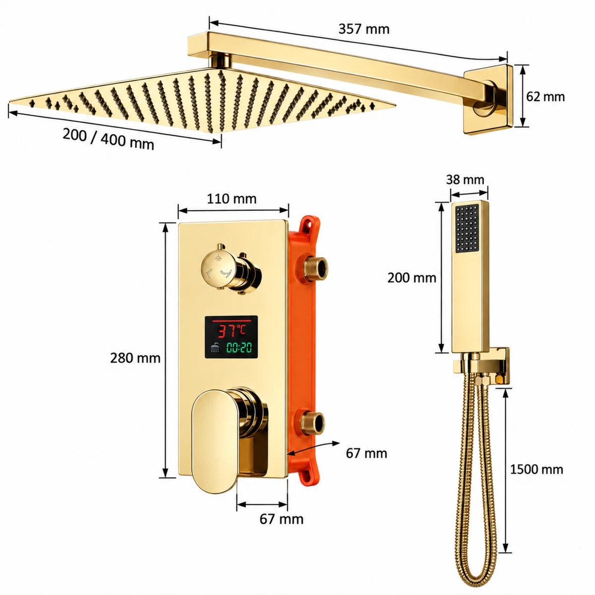 Plan technique Robinet Thermostatique Douche Sortie Haute | Cavo