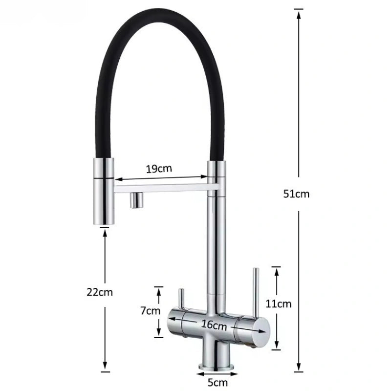 Plan technique Robinet cuisine flexible | Ursa