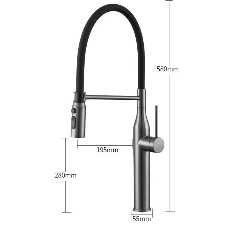 Plan technique Robinet cuisine flexible noir | Elina