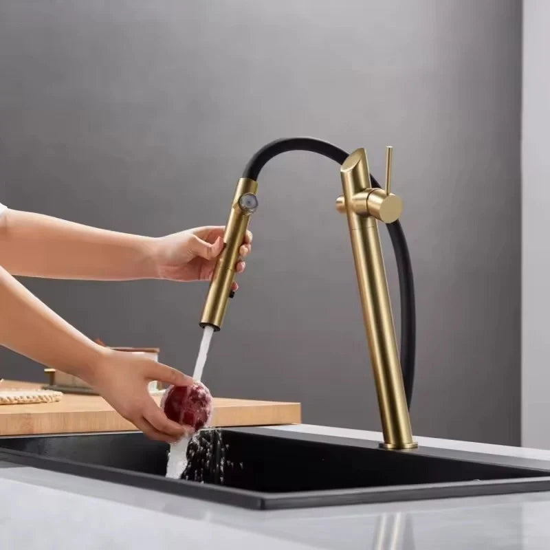 robinet-cuisine-or-gris-metal-noir