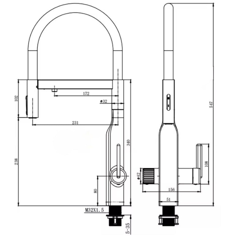 Plan technique Robinet de cuisine cuivre | Riva