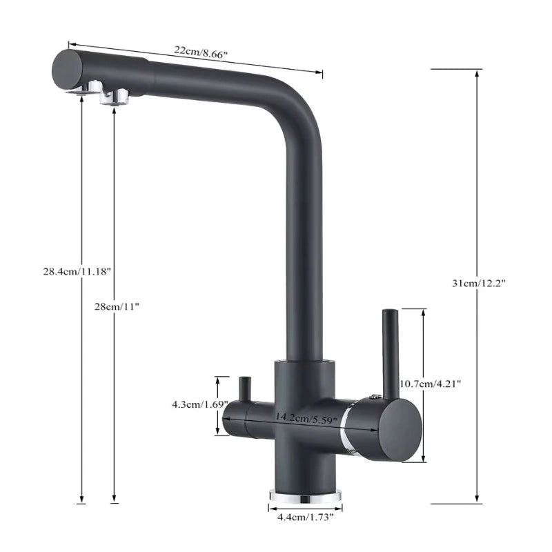 Plan technique Robinet Cuisine Inox Brosse | Mira