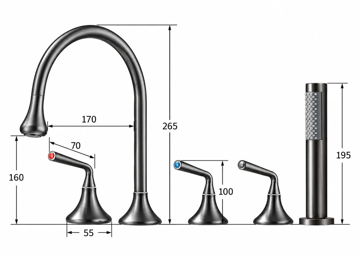 Plan technique Robinet Thermostatique Baignoire Balneo | Viva